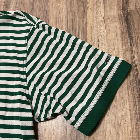Masters Collection Golf Polo Shirt Men's Large 60s Two Ply Green White Striped - Picture 4 of 11